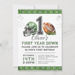 1st Birthday Boy Football Invitation Editable