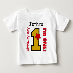 1st Birthday Boy GOLD One Year Custom Name A04 Baby T-Shirt