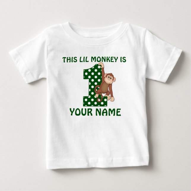 1st Birthday Boy Monkey Personalised Shirt (Front)