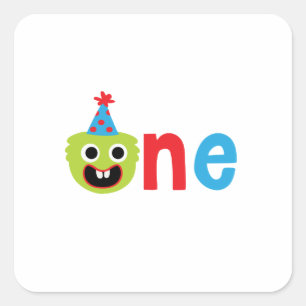 1st Birthday Boy Monster Party Theme Square Sticker