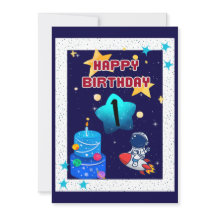 1st Birthday - Boy- Space - Invitation