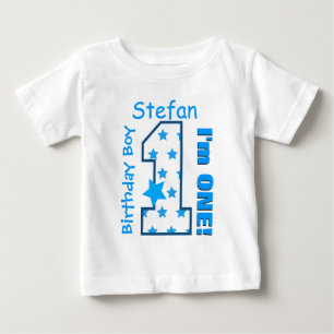 1st Birthday Boy Stars One Year Custom Name V006A Baby T-Shirt