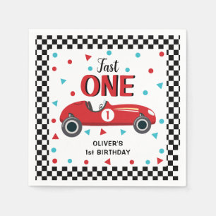 1st Birthday Boy's Red Racing Car Party  Napkin