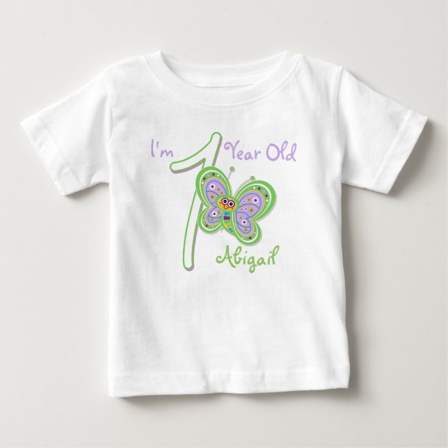 1st Birthday Butterfly Baby T-Shirt (Front)