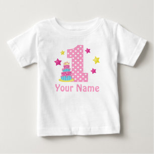 1st Birthday cake Pink Personalised T-shirt