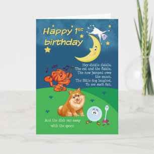 1st Birthday Card, 1st Birthday Hey Diddle Diddle  Card
