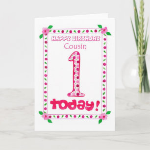 1st Birthday Card for a Girl Cousin