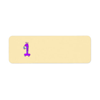 1st Birthday. Cartoon in Purple.