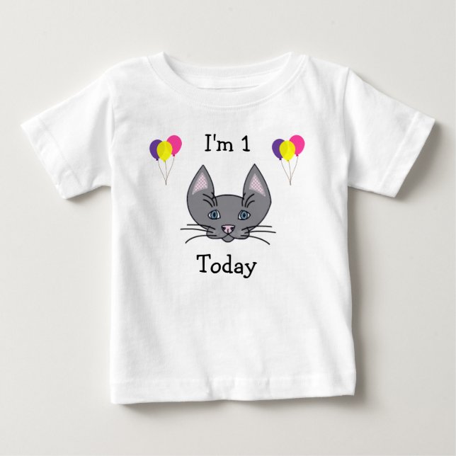 1st Birthday Cat T-Shirt (Front)
