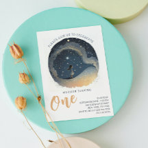 1st Birthday Celestial Star Watercolor Girl Modern
