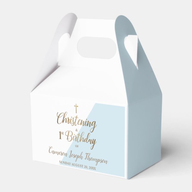 1st Birthday Christening Blue baby boy Favour Box (Back Side)
