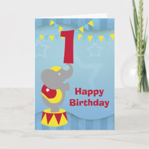 1st Birthday Circus Elephant Card