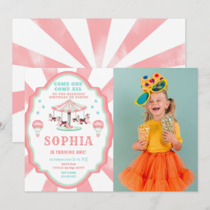 1st Birthday Circus Photo Invitation