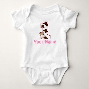 1st Birthday Cow Print Girls Personalised Shirt