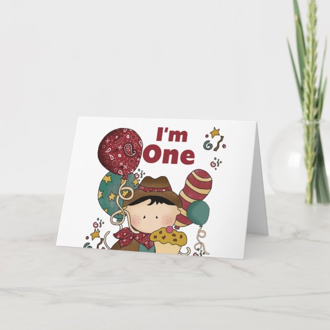 1st Birthday Cowboy Tshirts and Gifts Card (Front)