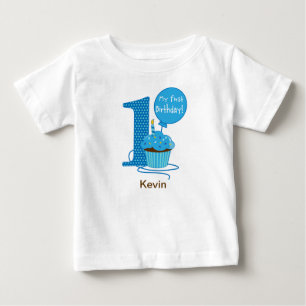 1st Birthday Cupcake Blue Baby T-Shirt