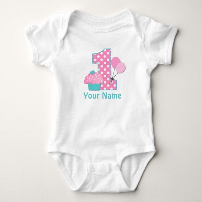 1st Birthday Cupcake Pink Blue Shirt (Front)