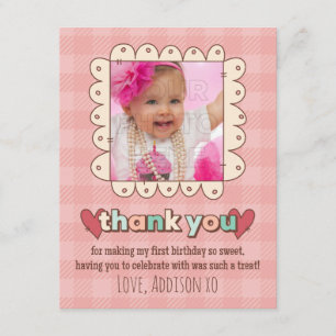 1st Birthday Cupcakes Thank You Card
