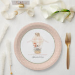 1st Birthday Cute Animals Balloon Giraffe Zebra Paper Plate<br><div class="desc">This is an adorable hot air balloon theme paper plates and party goods set for your little girl's first birthday! You can also change it to any year or celebration using the template fields. Created with a soft, warm pink peach border with creamy ivory polka dots that match the hot...</div>