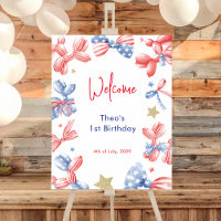 1st Birthday Cute Balloon 4th July Party Welcome