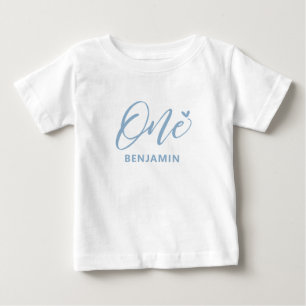 1st Birthday   Cute Blue Heart & One Baby Shirt