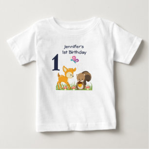 1st Birthday Cute Forest Animals Baby T-Shirt