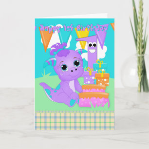 1st Birthday Cute Little Monster With Gifts Card