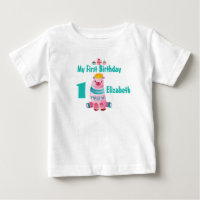 1st Birthday Cute Watercolor Bear Wearing a Crown