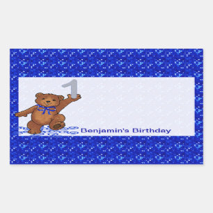1st Birthday Dancing Bear Scrapbook Rectangular Sticker