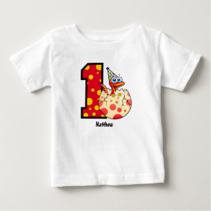 1st Birthday Dino Egg  Custom Baby T-Shirt