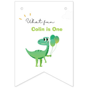 1st Birthday Dinosaur 12 Month Photo Bunting
