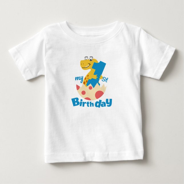  1st Birthday Dinosaur Baby T-Shirt (Front)