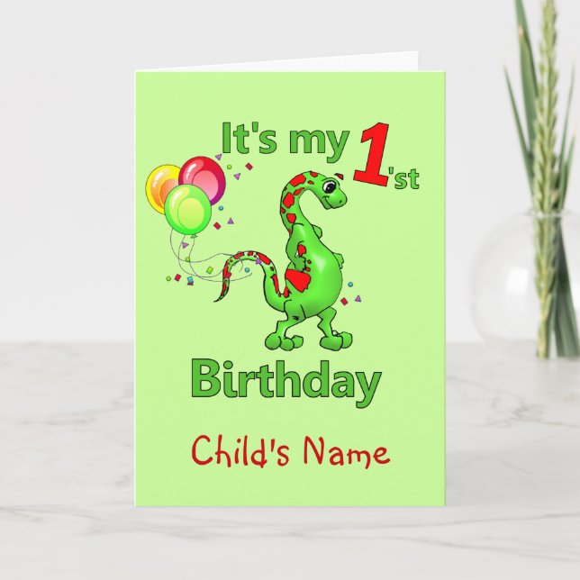 1st Birthday Dinosaur Card (Front)