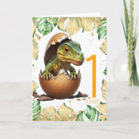 1st Birthday Dinosaur happy baby Jungle Card