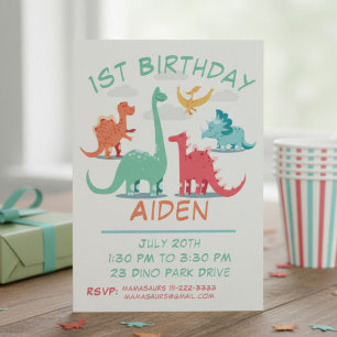 1st Birthday Dinosaur Invitation