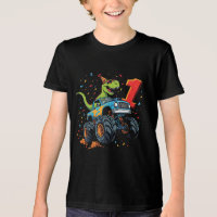 1st Birthday Dinosaur Monster Truck Tee for Kids