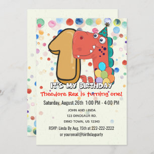 1st Birthday Dinosaur Party Custom Invitation