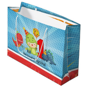 1st Birthday Dinosaur Party Custom Large Gift Bag