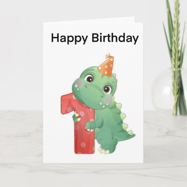 1st Birthday Dinosaur Thank You Card (Front)