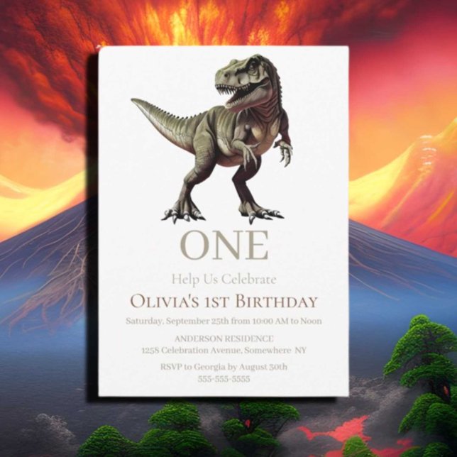 1st birthday dinosaur theme invitation (If you have any questions or need assistance with anything, feel free to reach out. We're thrilled t)
