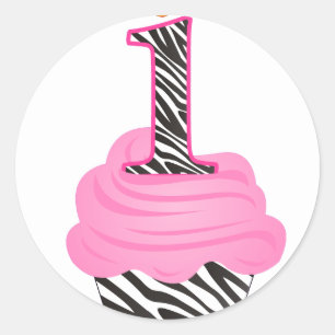 1st Birthday Diva Cupcake Classic Round Sticker