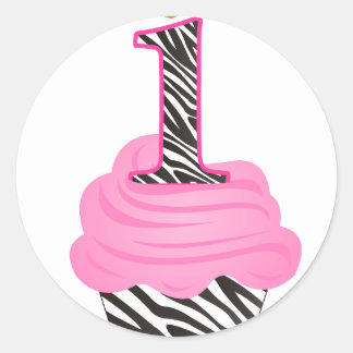 1st Birthday Diva Cupcake Classic Round Sticker
