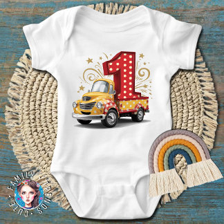 1st Birthday Dump Truck Baby Bodysuit