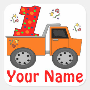 1st Birthday Dump Truck Personalised Sticker