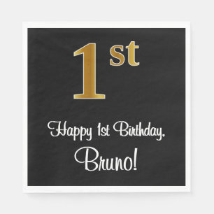 1st Birthday ~ Elegant Luxurious Faux Gold Look # Napkin