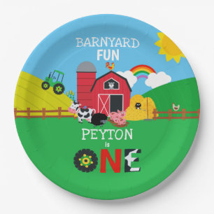 1st Birthday Farm Animals Barnyard Fun Kids Paper Plate