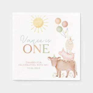 1st Birthday Farm Animals Barnyard Party Boys Napkin