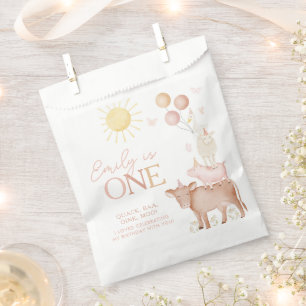 1st Birthday Farm Animals Barnyard Party Girls Favour Bags