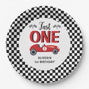 1st Birthday Fast One Racing Car Party  Paper Plate