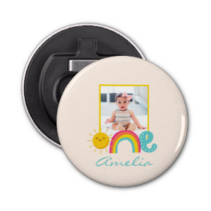 1st Birthday Favour Custom Photo & Name Rainbow On Bottle Opener